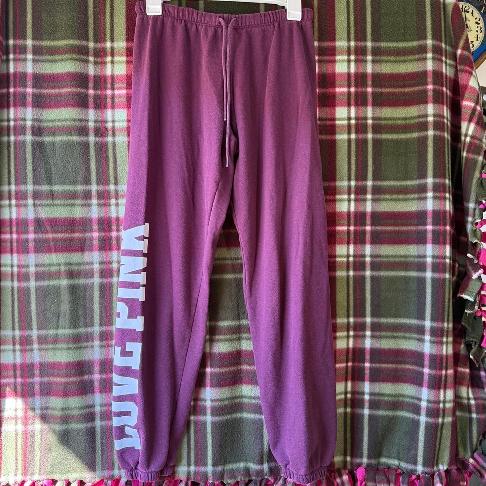 PINK Victoria's Secret Purple Burgundy Sweatpants | Logo Joggers | Small